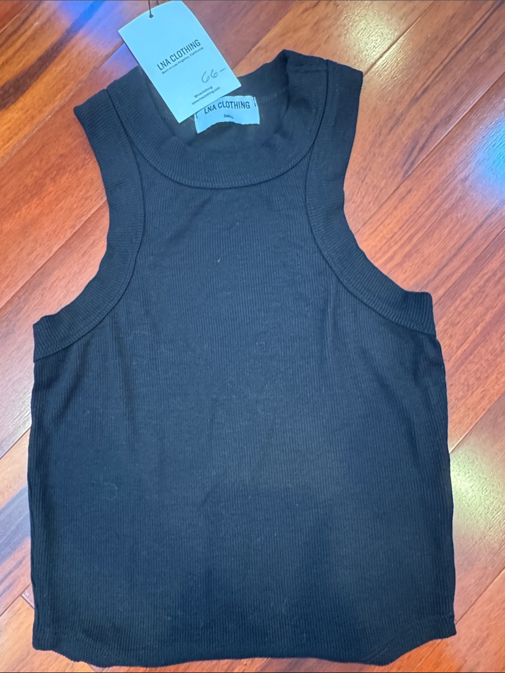 LNA Black Ribbed Tank Top